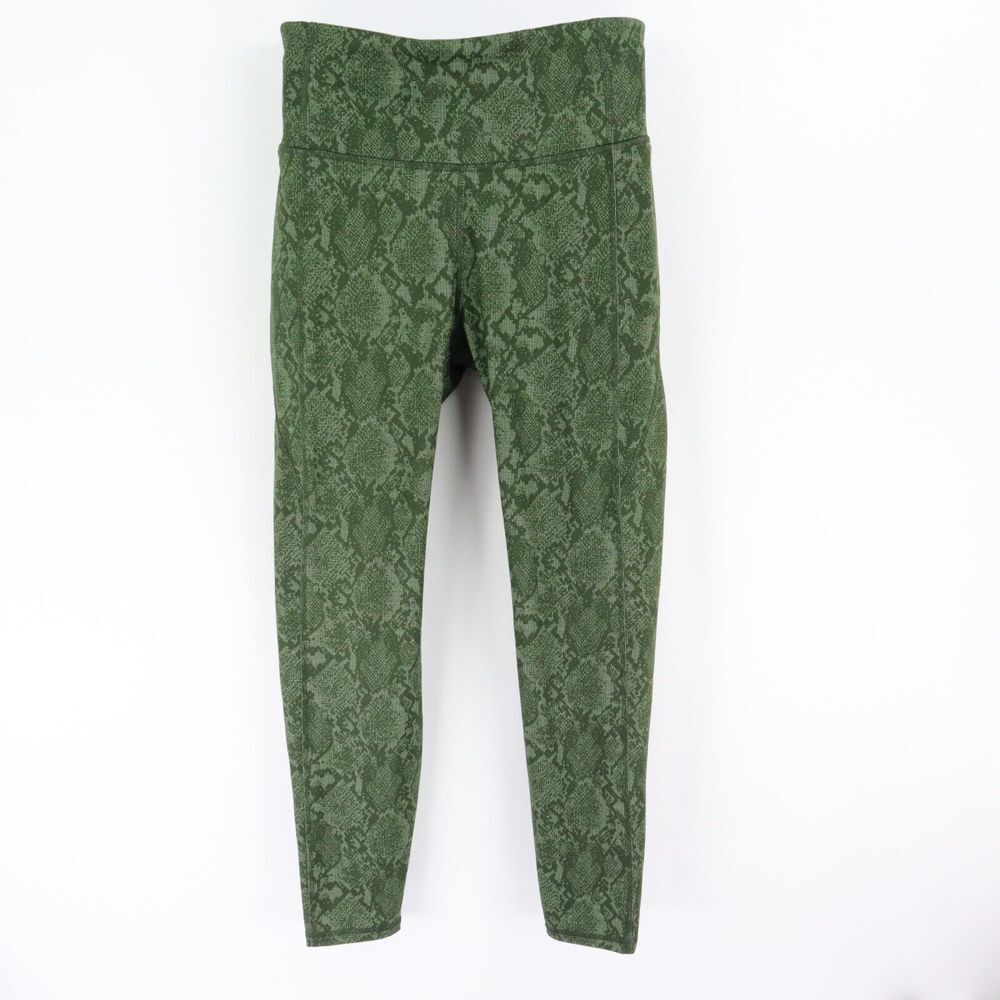 All In Motion Leggings Womens Sz M Dark Green Comfort Waist Animal Print Pockets